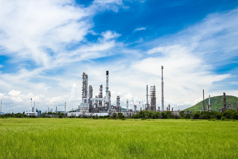 a factory in the distance