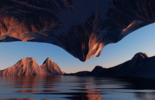 Landscape with cliffs and water