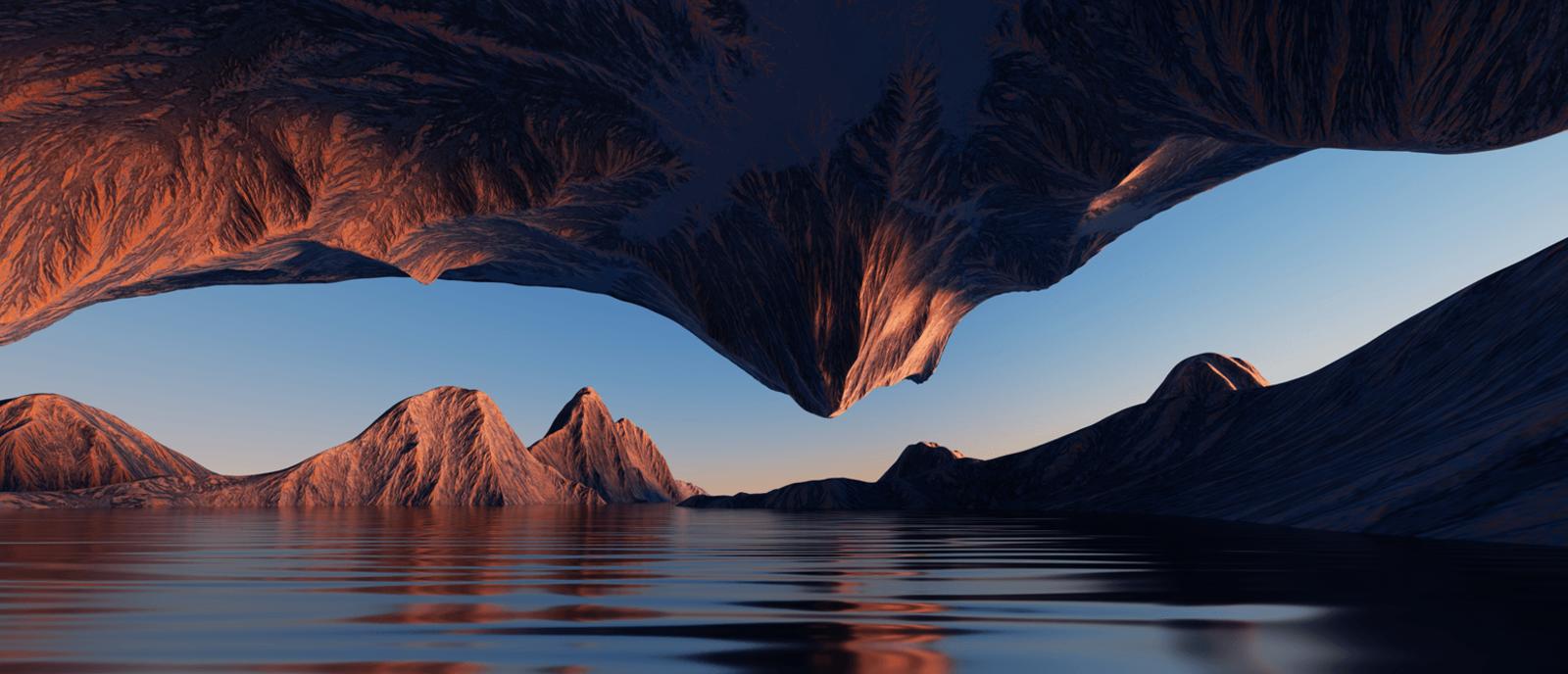 Landscape with cliffs and water