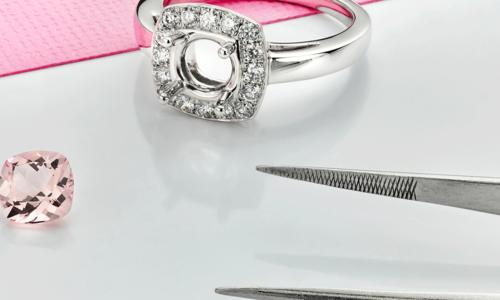 Morganite Pink Diamond Empty Ring Mount Semi Set