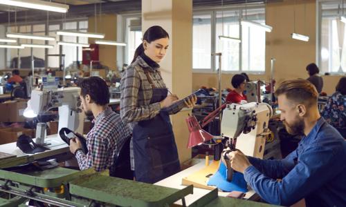 Professional control at shoe production factory