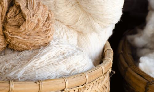 cotton wool in basket for thread making