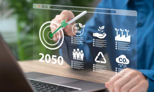 Businesswoman Setting Conditions and Goals for Carbon Emission