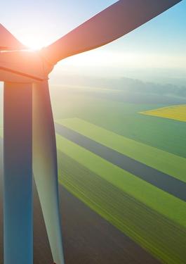 Wind turbine in a green field