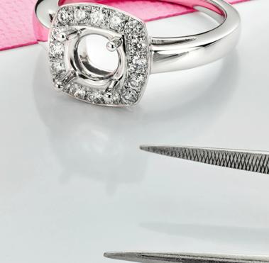 Morganite Pink Diamond Empty Ring Mount Semi Set