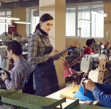 Professional control at shoe production factory