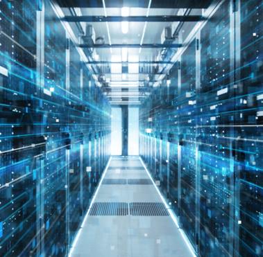 Shot of Corridor in Working Data Center Full of Rack Servers